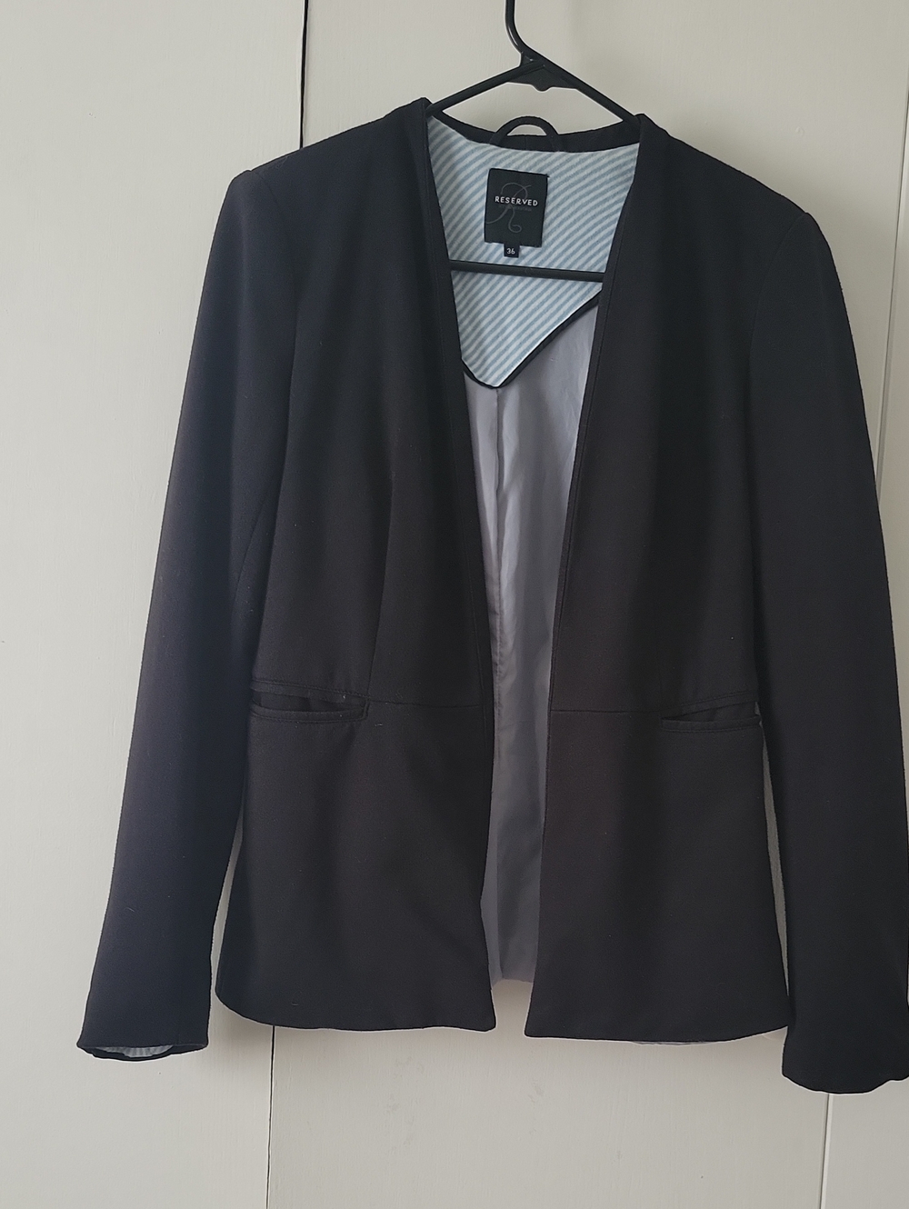 Reserved Black Open-Front Women Blazer